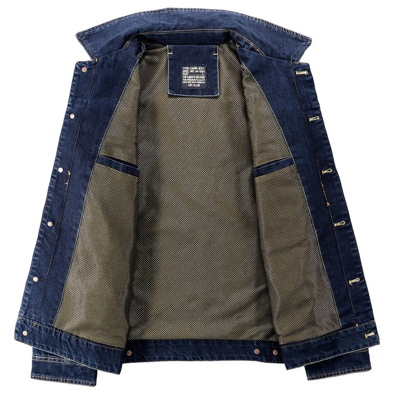 Jachetă de denim de toamnă, marcă de modă pentru bărbați, brodata europeană și americană, jachetă de denim de stradă, tactică, largi, jachete de lucru mari