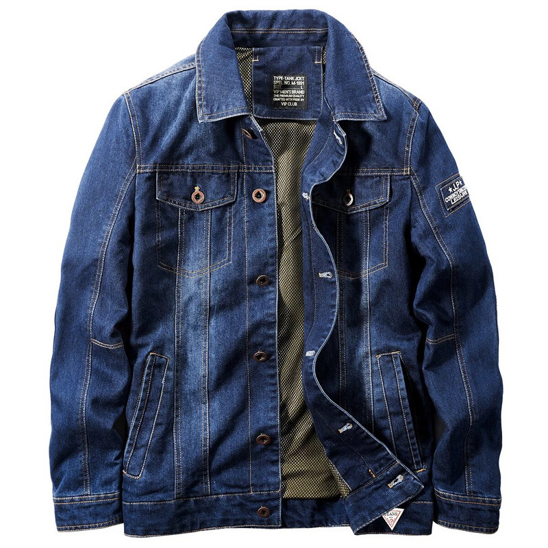 Jachetă de denim de toamnă, marcă de modă pentru bărbați, brodata europeană și americană, jachetă de denim de stradă, tactică, largi, jachete de lucru mari