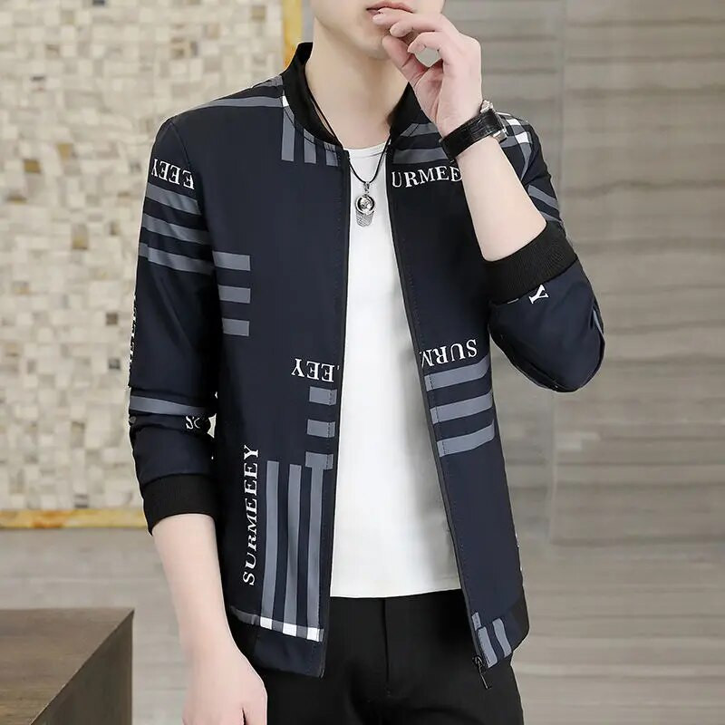 2023, vară, noi, jachetă pentru bărbați, haină, modă coreeană, secțiune subțire, imprimată în carouri, uniformă de baseball, îmbrăcăminte pentru tineret, stil simplu