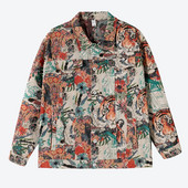 Jachetă cu imprimeu junglă pentru bărbați, cu flori de modă, haină din țesătură jacquard