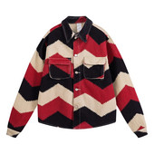 Jachetă de blugi cu imprimeu în dungi pentru bărbați Cămașă lejeră cu mânecă lungă, îmbrăcăminte de stradă, buzunare