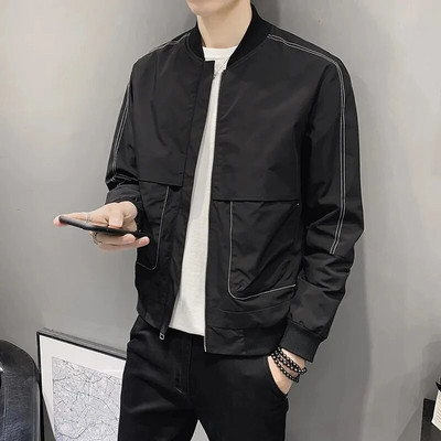 Palton pentru bărbați New Trend Ins Baseball, primăvară și toamnă, jachetă pentru bărbați, buzunare, îmbrăcăminte exterioară ocazională, jachetă bomber, îmbrăcăminte pentru bărbați