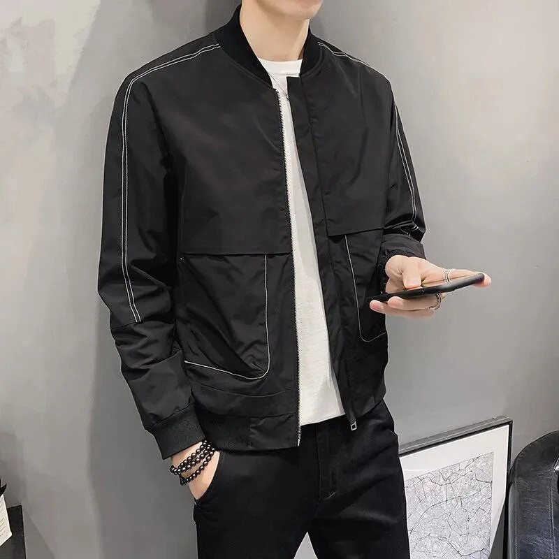 Palton pentru bărbați New Trend Ins Baseball, primăvară și toamnă, jachetă pentru bărbați, buzunare, îmbrăcăminte exterioară ocazională, jachetă bomber, îmbrăcăminte pentru bărbați