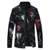 Primăvară Toamnă Noi Jachete Casual Bărbați Moda Print Guler Stand Jachetă cu fermoar Bărbați Ocazional Baseball Îmbrăcăminte exterioară Manta zilnică Bărbați 6XL