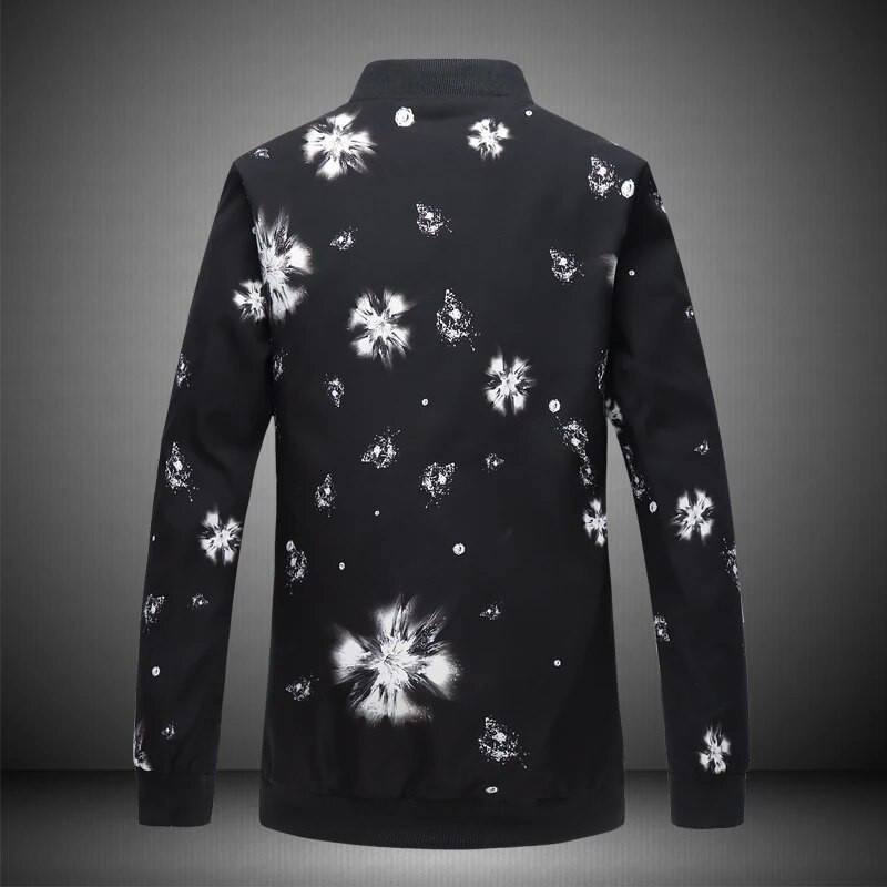 Primăvară Toamnă Noi Jachete Casual Bărbați Moda Print Guler Stand Jachetă cu fermoar Bărbați Ocazional Baseball Îmbrăcăminte exterioară Manta zilnică Bărbați 6XL