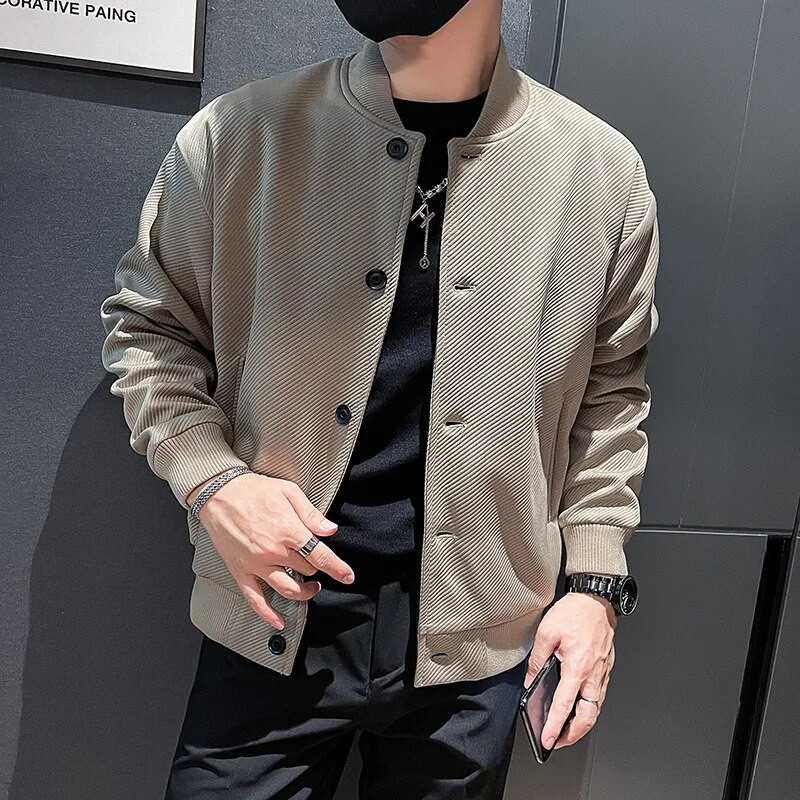 Vyriška striukė „Bomber“ pavasario rudens paltas beisbolo striukė Megztinis ilgomis rankovėmis, vienaeilis laisvas laisvalaikio viršutinis drabužis Vyriški drabužiai