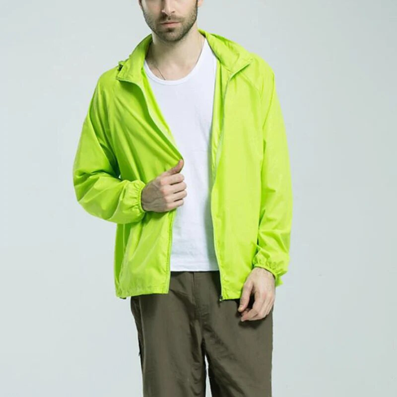 Bărbați, femei, jachetă cu uscare rapidă, unisex, impermeabilă, impermeabilă, în aer liber, drumeții, ciclism, cu protecție solară, haină ultra-ușoară, rezistentă la ploaie