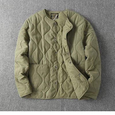 Jachetă matlasată de iarnă pentru bărbați, iarnă Amekaji, vintage, din bumbac, căptușită, M65 Căptușeală, ușoară, ocazională, largi, stil militar