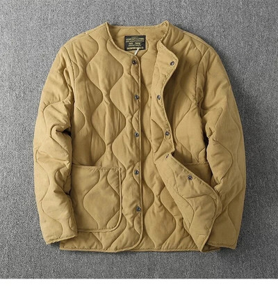 Jachetă matlasată de iarnă pentru bărbați, iarnă Amekaji, vintage, din bumbac, căptușită, M65 Căptușeală, ușoară, ocazională, largi, stil militar