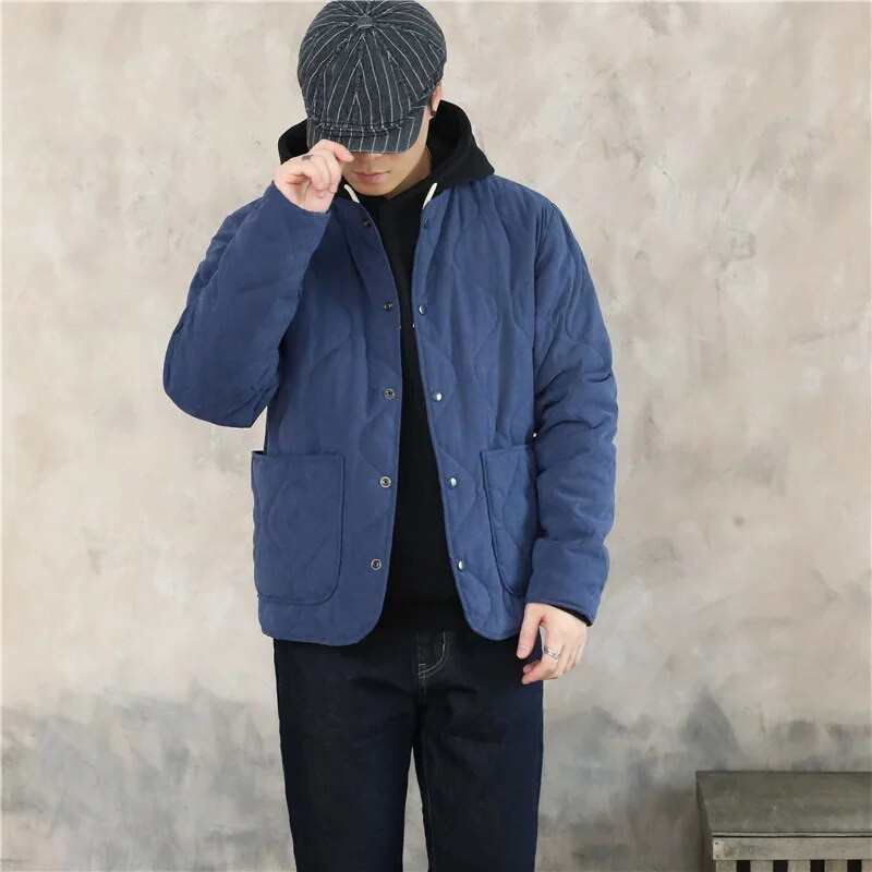 Jachetă matlasată de iarnă pentru bărbați, iarnă Amekaji, vintage, din bumbac, căptușită, M65 Căptușeală, ușoară, ocazională, largi, stil militar