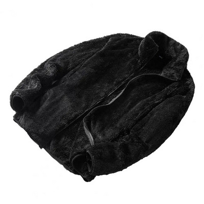 Jachetă din fleece pentru bărbați, cu fermoar, cu glugă, jachetă din blană artificială, haină de iarnă, cu fermoar de pluș