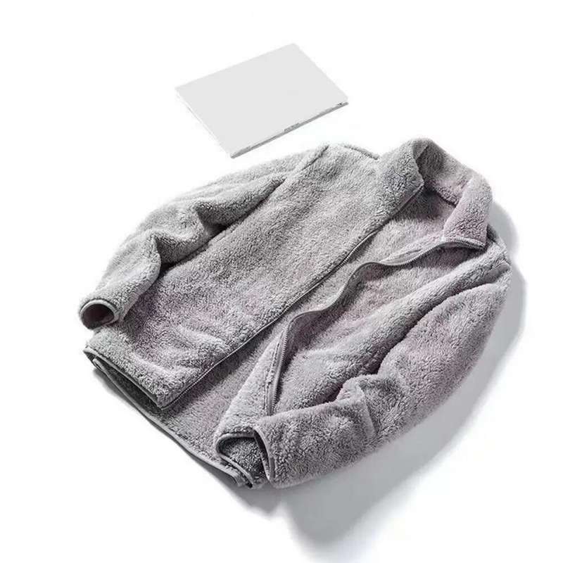 Tõmblukuga Meeste kapuuts Fliisist jope Kahepoolne kunstkarusnahast jope Talvine Palus Tõmblukuga dressipluus Välisrõivad Sügistalvejope