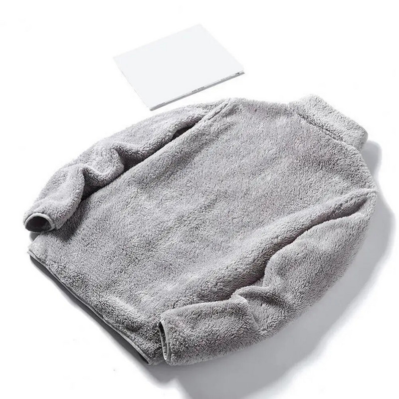 Tõmblukuga Meeste kapuuts Fliisist jope Kahepoolne kunstkarusnahast jope Talvine Palus Tõmblukuga dressipluus Välisrõivad Sügistalvejope