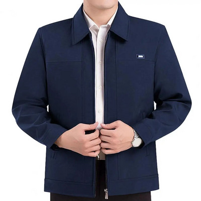 Muški kaput Elegantna muška jakna na rever Debeli flis s patentnim zatvaračem Ležerna srednja dužina za jesen proljeće Topla muška jakna