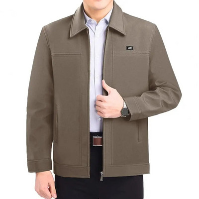 Muški kaput Elegantna muška jakna na rever Debeli flis s patentnim zatvaračem Ležerna srednja dužina za jesen proljeće Topla muška jakna