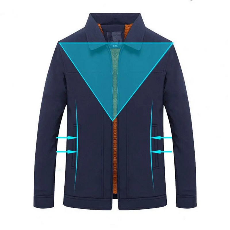 Muški kaput Elegantna muška jakna na rever Debeli flis s patentnim zatvaračem Ležerna srednja dužina za jesen proljeće Topla muška jakna