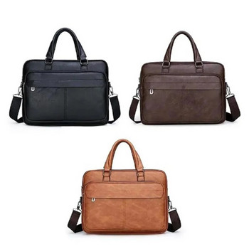 Нова мъжка чанта за документи Класическа ретро PU кожена бизнес чанта на луксозна марка Мъжка чанта през рамо през рамо Калъф за лаптоп и компютър