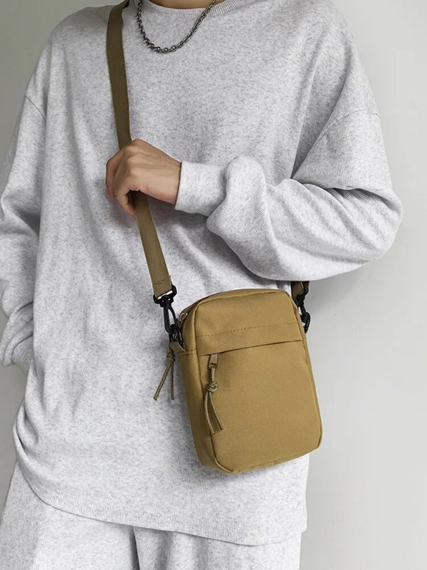 Ανδρικές τσάντες Messenger Sling Τσάντες Casual Canvas Μικρό φερμουάρ τσαντάκι χιαστί Απλή μικρή τσάντα ώμου χιαστί ανδρική τσάντα 2023 Νέα