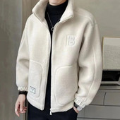 Ζεστό ανδρικό μπουφάν με βελούδινη επένδυση Ανδρικό τζάκετ μοντέρνο ανδρικό μπουφάν με βελούδινη επένδυση με πλήρες κλείσιμο με φερμουάρ Cozy για την άνοιξη