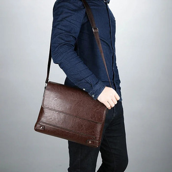 Куфарче за мъже Чанта от PU кожа Бостън Лаптоп за работа през рамо Executive Business Work Messenger Crossbody Side Designer Bag