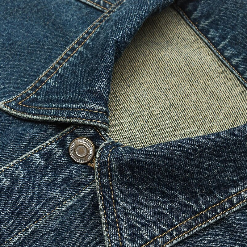 Jachetă de blugi pentru bărbați largi de toamnă, retro, stradă, supradimensionată, cusături neregulate, spălate, blugi negri, paltoane, îmbrăcăminte de stradă ocazională de modă