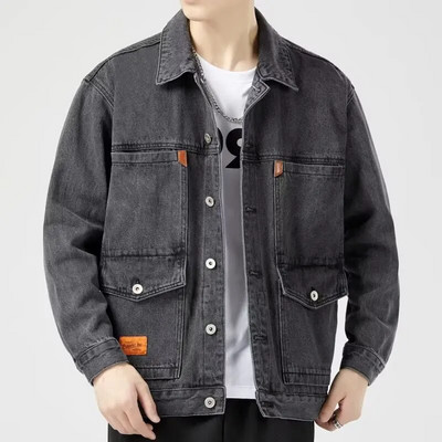 Jauna džinsu jaka Vīriešu vintage džinsi Mēteļi Ielu apģērbi Vīriešu Virsdrēbes Mētelis Ikdienas vējjaka Kabatas Kombinezoni Melna Bomber jaka