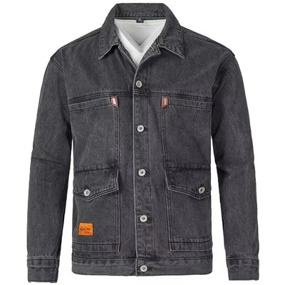 Nova traper jakna Muški vintage jean kaputi Ulična muška vanjska odjeća Kaput Ležerna vjetrovka Džepovi Kombinezon Crna bomber jakna