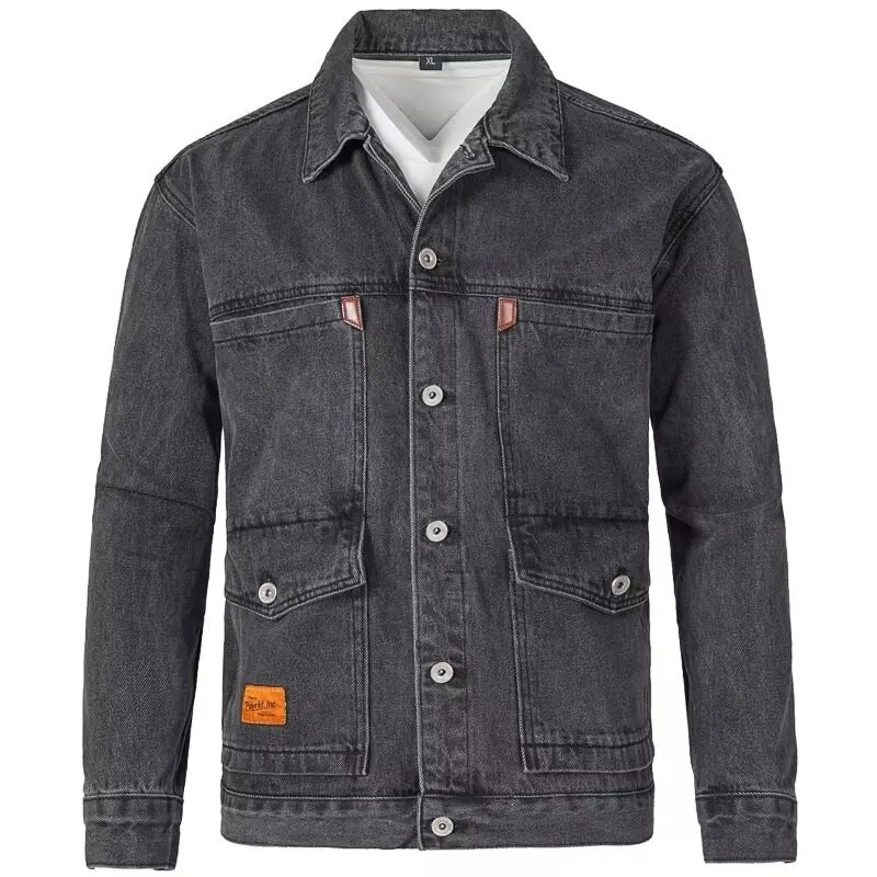 Nova traper jakna Muški vintage jean kaputi Ulična muška vanjska odjeća Kaput Ležerna vjetrovka Džepovi Kombinezon Crna bomber jakna