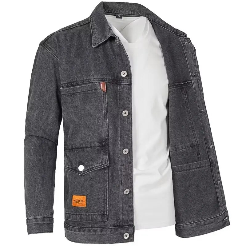 Nova traper jakna Muški vintage jean kaputi Ulična muška vanjska odjeća Kaput Ležerna vjetrovka Džepovi Kombinezon Crna bomber jakna