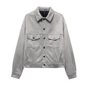 ZVRI 2024 ανδρικό φθινόπωρο/χειμώνα νέο σουέτ μπουφάν με εργαλεία casual πέτο ανδρικό τρίχρωμο παλτό