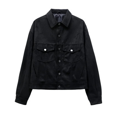 ZVRI 2024 ανδρικό φθινόπωρο/χειμώνα νέο σουέτ μπουφάν με εργαλεία casual πέτο ανδρικό τρίχρωμο παλτό