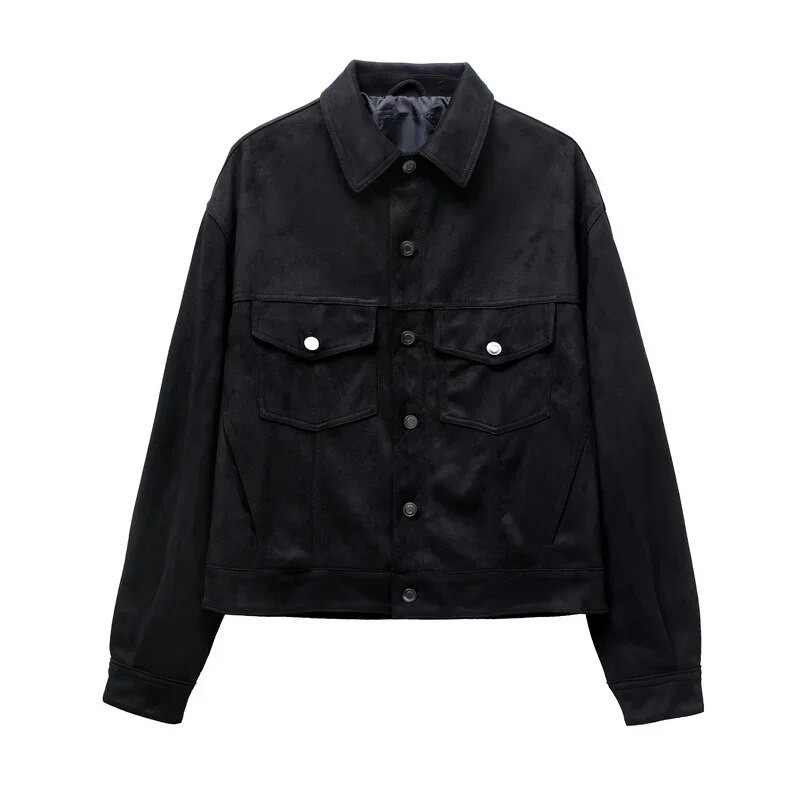 ZVRI 2024 ανδρικό φθινόπωρο/χειμώνα νέο σουέτ μπουφάν με εργαλεία casual πέτο ανδρικό τρίχρωμο παλτό