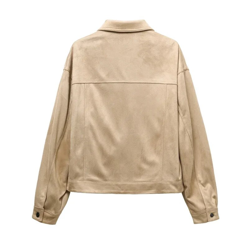 ZVRI 2024 ανδρικό φθινόπωρο/χειμώνα νέο σουέτ μπουφάν με εργαλεία casual πέτο ανδρικό τρίχρωμο παλτό