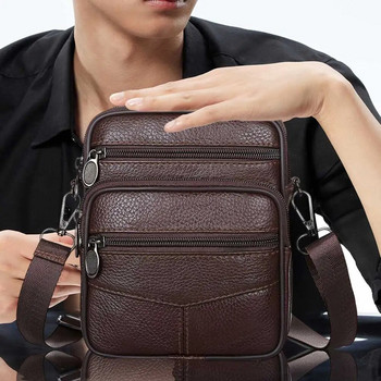 Мъжки чанти през рамо от естествена кожа Висококачествена модна бизнес мъжка чанта Messenger Tote Ракла Кожени чанти Fanny Pack