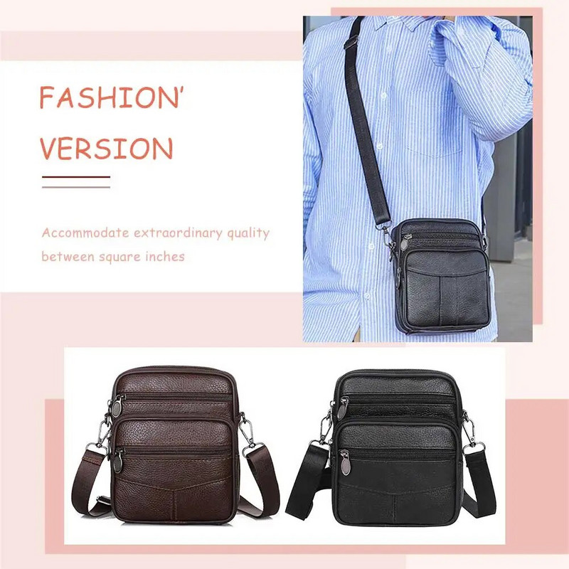Vyriški natūralios odos kryžminiai pečių krepšiai Aukštos kokybės mados verslo vyro žinutės nešiojamas krūtinės krepšys odiniai krepšiai „Fanny Pack“