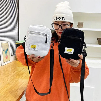 Γυναικεία τσάντα χιαστί σε καμβά 2023 Μικρή τσάντα ώμου Κορεάτικη μονόχρωμη μαθητική τσάντα τηλεφώνου Πορτοφόλι με φερμουάρ