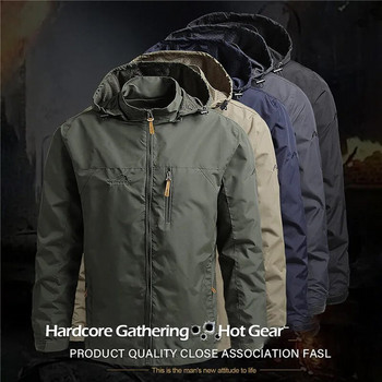 Ανδρικό μπουφάν Tactical Windbreaker Αδιάβροχο παλτό με κουκούλα εξωτερικού χώρου Sports Military European Size S-3xl Field Climbing Thin Outwear
