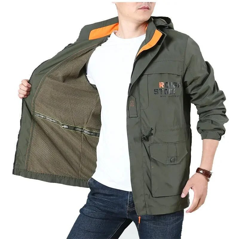 Costum de asalt în aer liber Jachetă groasă de pluș de iarnă pentru bărbați Costum de alpinism rezistent la vânt pentru bărbați Jachetă de lucru mare cu buzunare multiple pentru bărbați