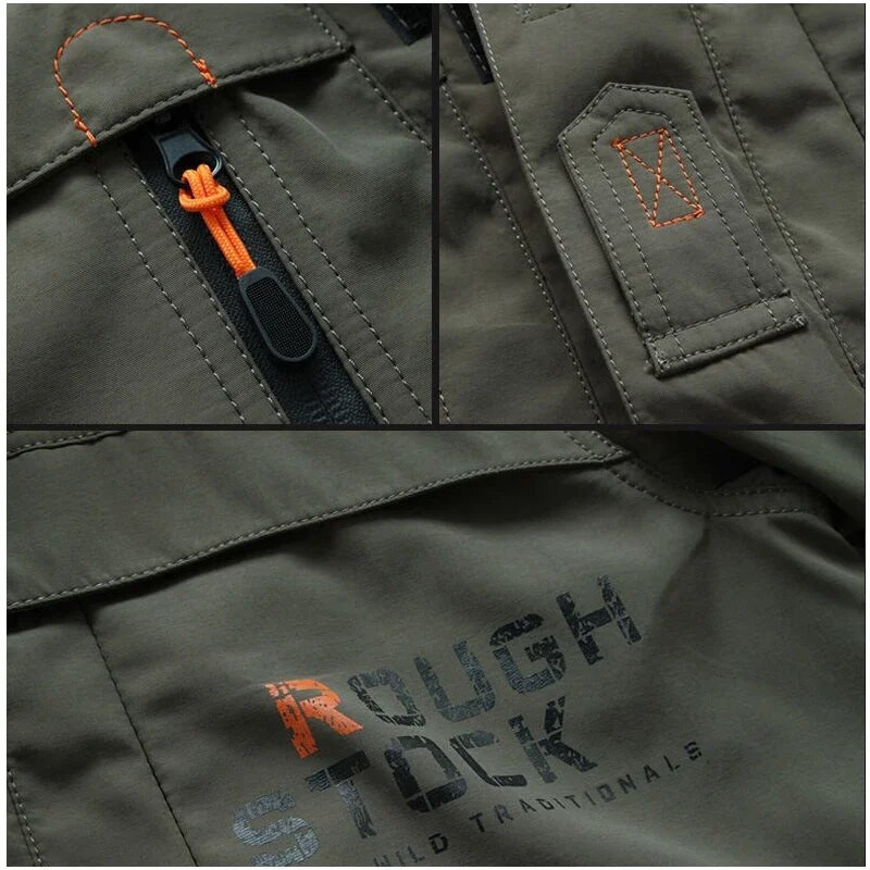 Costum de asalt în aer liber Jachetă groasă de pluș de iarnă pentru bărbați Costum de alpinism rezistent la vânt pentru bărbați Jachetă de lucru mare cu buzunare multiple pentru bărbați