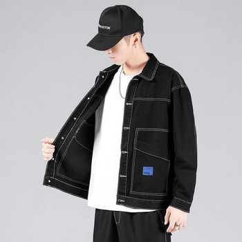 Φθινοπωρινό Νέο Τζιν Μπουφάν Ανδρικό Παλτό Cargo Casual Pocket Coat Streetwear Μονόχρωμο πέτο Bomber Jacket Ανδρικό Jean Outerwear 5XL