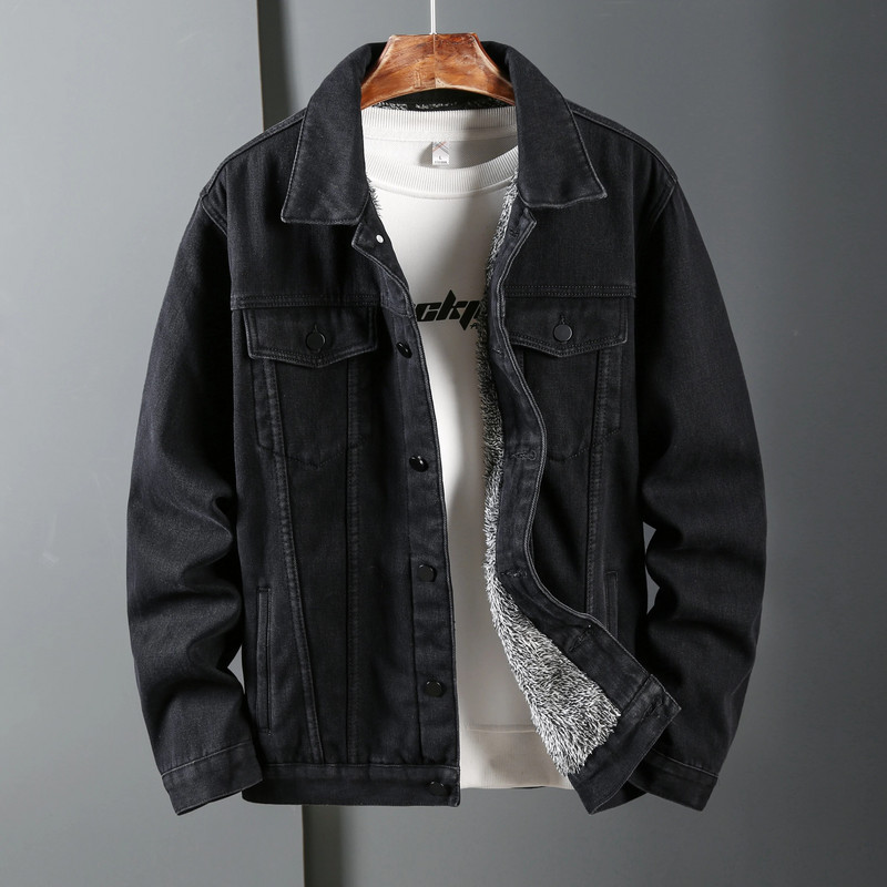 Jachetă nouă de toamnă de blugi pentru bărbați, ocazional, cu buzunar, haină cargo Streetwear, culoare solidă, cu rever, jachetă bomber pentru bărbați, îmbrăcăminte exterioară, 5XL