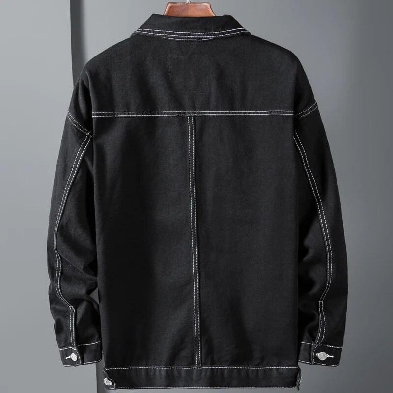 Jachetă nouă de toamnă de blugi pentru bărbați, ocazional, cu buzunar, haină cargo Streetwear, culoare solidă, cu rever, jachetă bomber pentru bărbați, îmbrăcăminte exterioară, 5XL