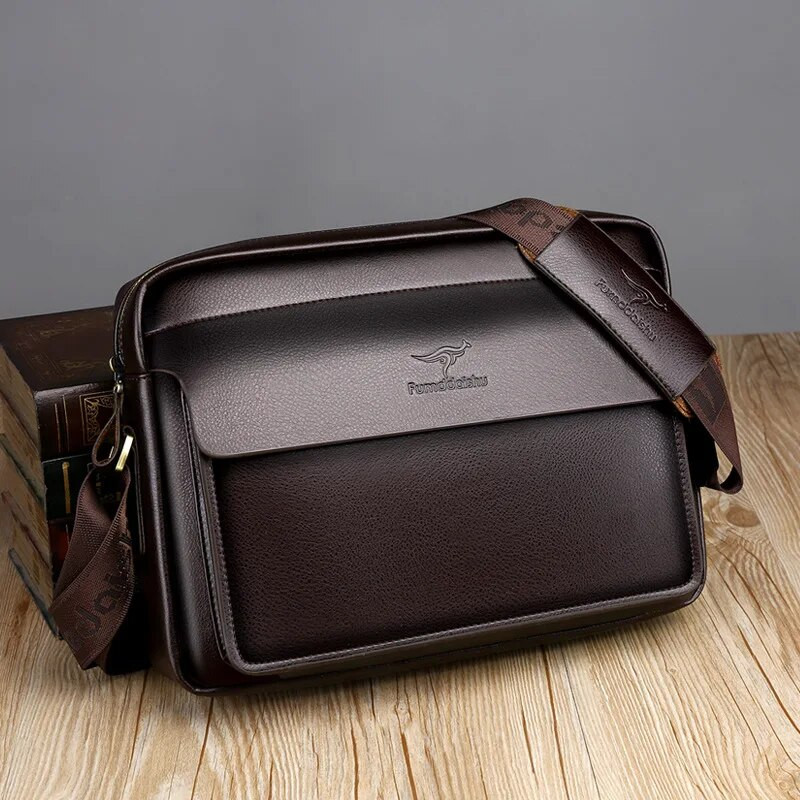 Mados verslo stiliaus vidutinio dydžio vyriškas portfelis Aukštos kokybės storos PU odos vyriška rankinė Dokumentų krepšys Stilingas verslo krepšys