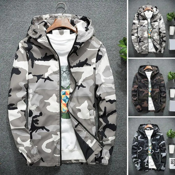 Ανδρικό χειμωνιάτικο παλτό παραλλαγής με φερμουάρ Μακρυμάνικο μπουφάν Μαλακό κρύο με κουκούλα ανοιξιάτικο παλτό Ανδρικά ρούχα για εξωτερικούς χώρους