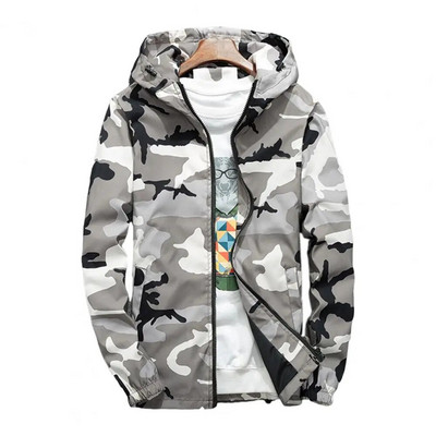 Palton de iarnă pentru bărbați, cu fermoar de camuflaj, cu mâneci lungi, jachete, moale, rezistente la frig, cu glugă, haine de primăvară Îmbrăcăminte pentru bărbați pentru exterior