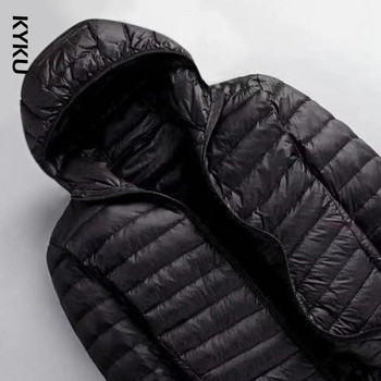 Ανδρικό παλτό μονόχρωμο με κουκούλα Ζακέτα με φερμουάρ Ελαφρύ χειμωνιάτικο/φθινοπωρινό ανδρικό μπουφάν για καθημερινή χρήση