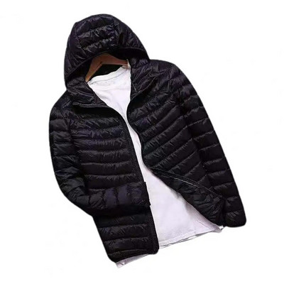 Ανδρικό παλτό μονόχρωμο με κουκούλα Ζακέτα με φερμουάρ Ελαφρύ χειμωνιάτικο/φθινοπωρινό ανδρικό μπουφάν για καθημερινή χρήση