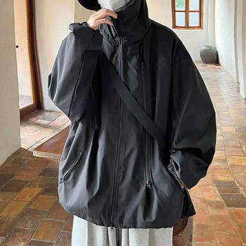 Αντιανεμική καμπαρντίνα με κουκούλα Φθινοπωρινή χειμερινή καμπαρντίνα Ανδρική αντιανεμική παλτό με κουκούλα με φερμουάρ στιλάτο για το φθινόπωρο
