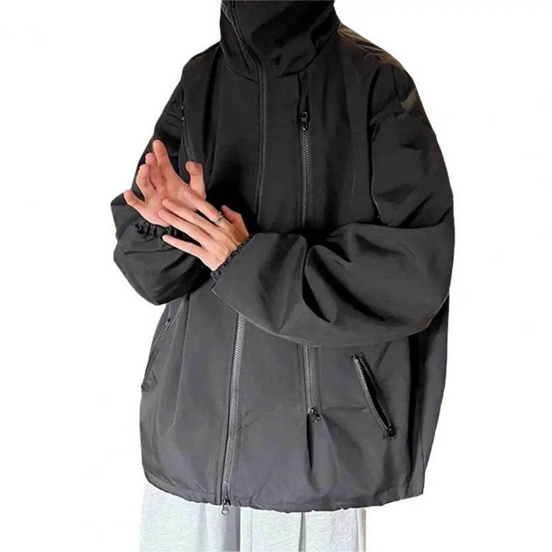 Αντιανεμική καμπαρντίνα με κουκούλα Φθινοπωρινή χειμερινή καμπαρντίνα Ανδρική αντιανεμική παλτό με κουκούλα με φερμουάρ στιλάτο για το φθινόπωρο