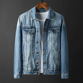 Muška vintage traper jakna Jesenska nova korejska moda Jean kaput Ulična muška ležerna široka jakna velika veličina 4XL 5XL
